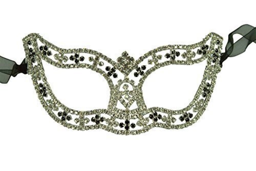 2427 Collection Clear Crystals Rhinestone Masquerade Mask, Luxury Mask 012